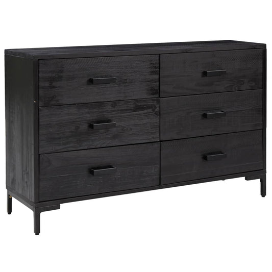 Skænk Sort 110x35x70 cm Massiv Fyr
