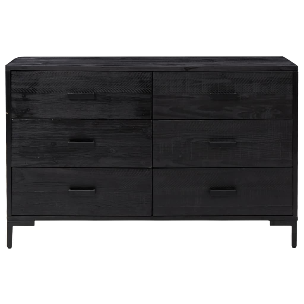 Skænk Sort 110x35x70 cm Massiv Fyr