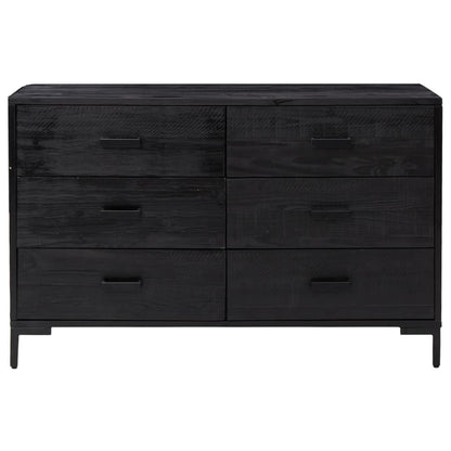 Skænk Sort 110x35x70 cm Massiv Fyr