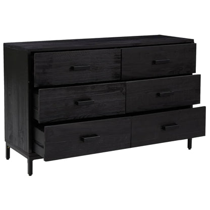 Skænk Sort 110x35x70 cm Massiv Fyr