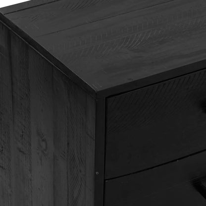 Skænk Sort 110x35x70 cm Massiv Fyr