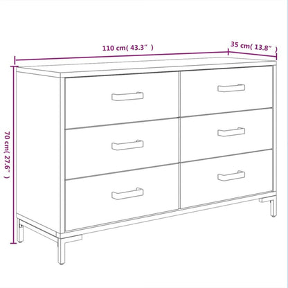 Skænk Sort 110x35x70 cm Massiv Fyr