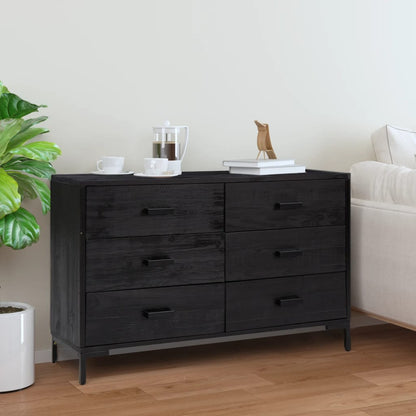 Skænk Sort 110x35x70 cm Massiv Fyr