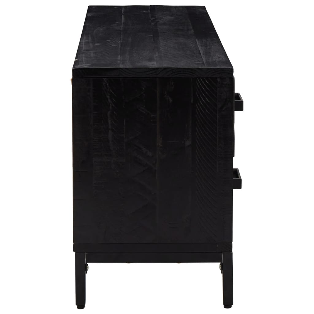 Bank mit Stauraum Schwarz 110x30x45 cm Massivholz Kiefer