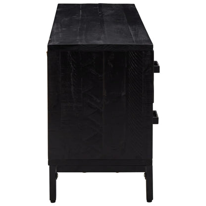 Bank mit Stauraum Schwarz 110x30x45 cm Massivholz Kiefer