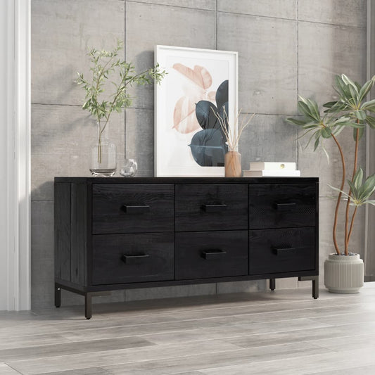 Bank mit Stauraum Schwarz 110x30x45 cm Massivholz Kiefer