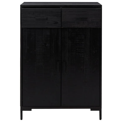 Schuhschrank Schwarz 75x40x110 cm Massivholz Kiefer