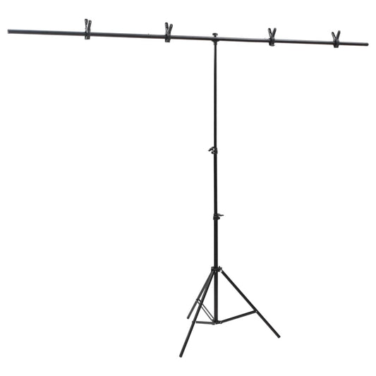 Hintergrundständer T-Form Schwarz 201x60x(70-200) cm