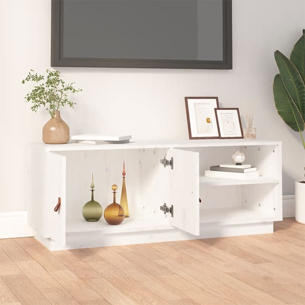 TV-skab Hvid 105x34x40 cm Massiv Fyr