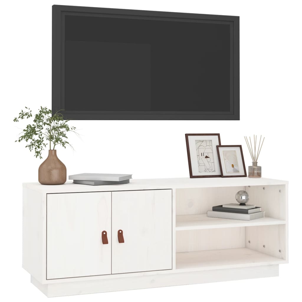 TV-skab Hvid 105x34x40 cm Massiv Fyr