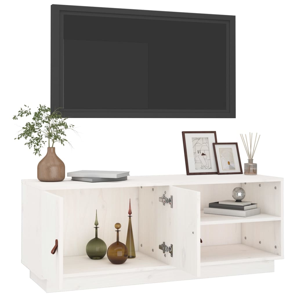 TV-skab Hvid 105x34x40 cm Massiv Fyr