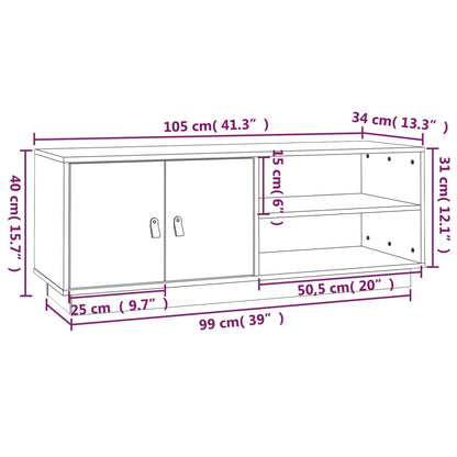 TV-Schrank Grau 105x34x40 cm Massivholz Kiefer