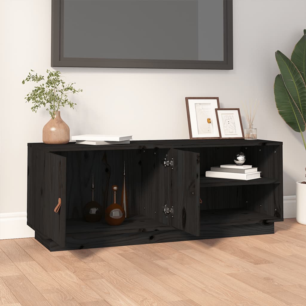 TV-skab Sort 105x34x40 cm Massiv Fyr