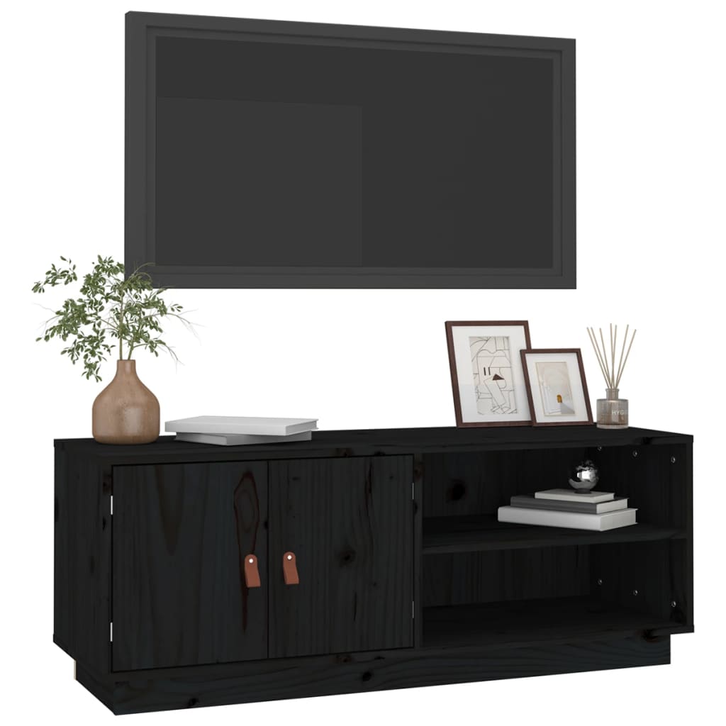 TV-skab Sort 105x34x40 cm Massiv Fyr