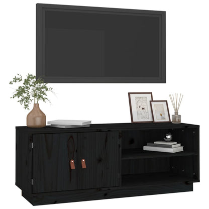 TV-skab Sort 105x34x40 cm Massiv Fyr