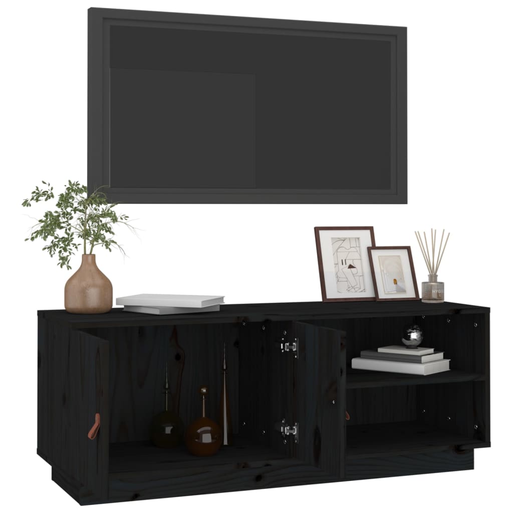 TV-skab Sort 105x34x40 cm Massiv Fyr