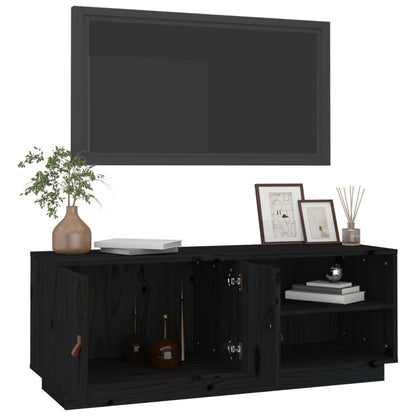 TV-skab Sort 105x34x40 cm Massiv Fyr