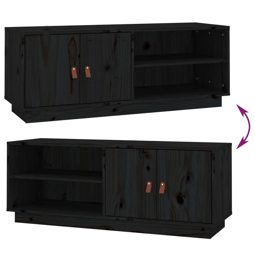 TV-skab Sort 105x34x40 cm Massiv Fyr