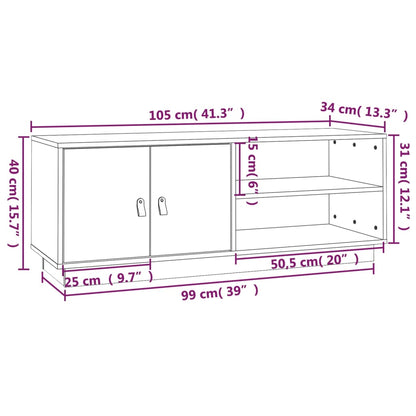 TV-skab Sort 105x34x40 cm Massiv Fyr