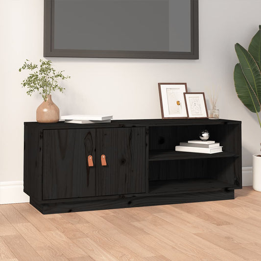 TV-skab Sort 105x34x40 cm Massiv Fyr