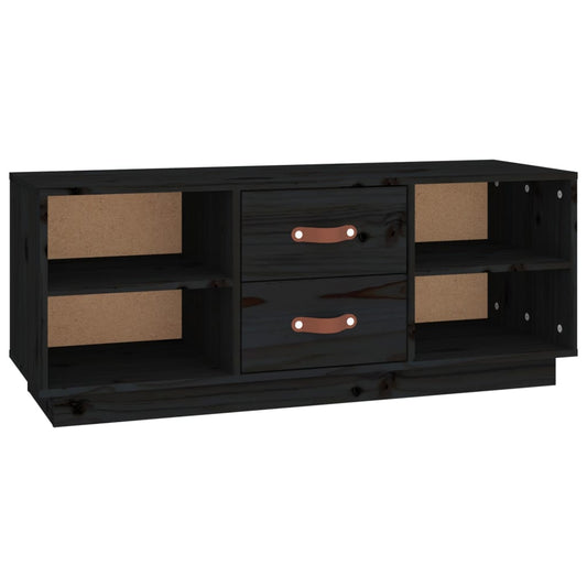 TV-skab Sort 100x34x40 cm Massiv Fyr