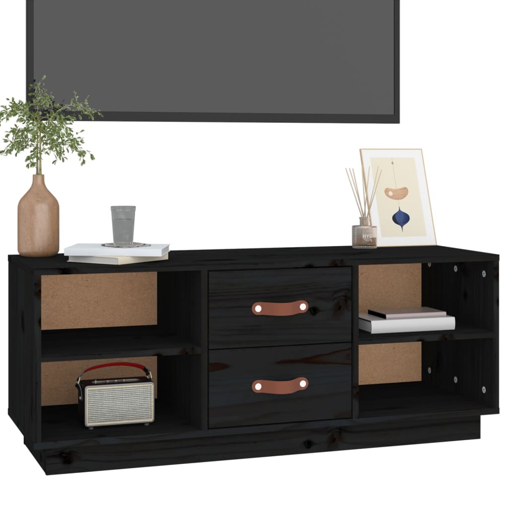TV-skab Sort 100x34x40 cm Massiv Fyr