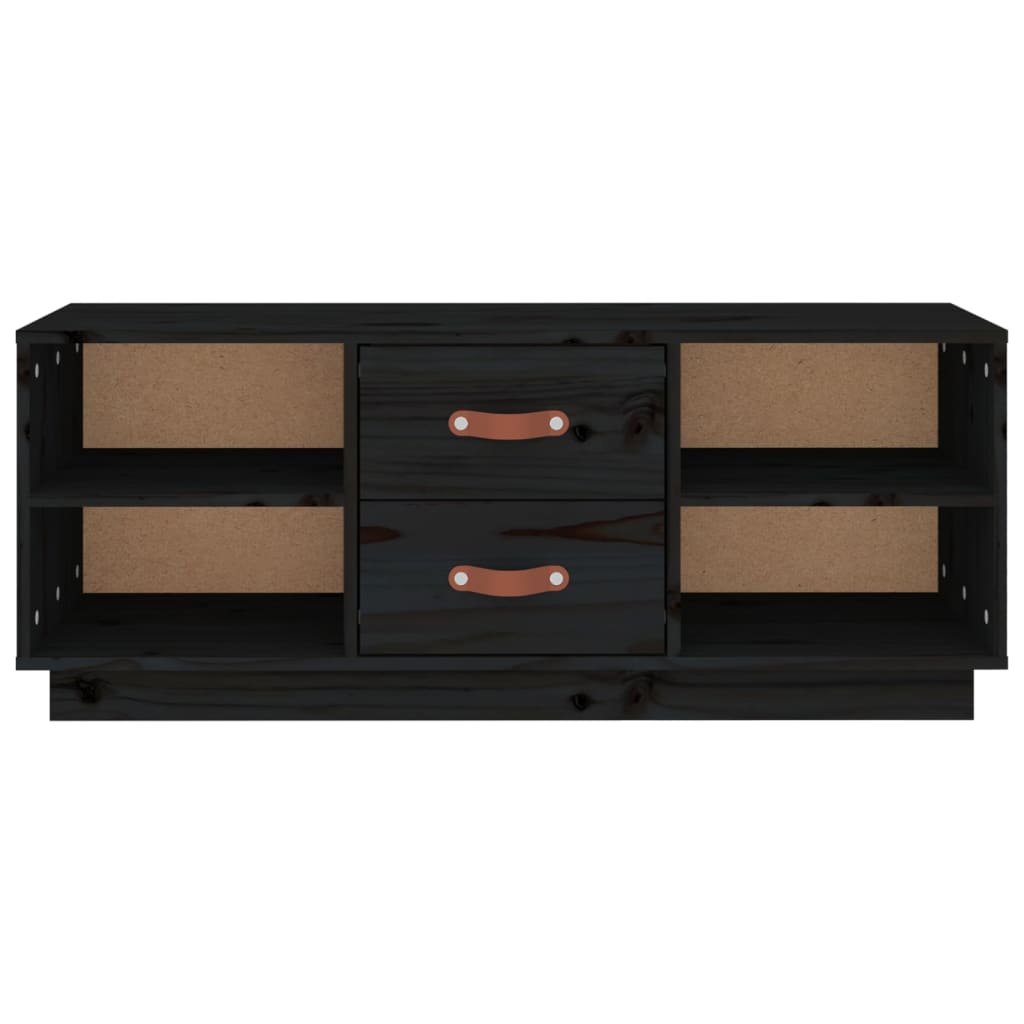 TV-skab Sort 100x34x40 cm Massiv Fyr