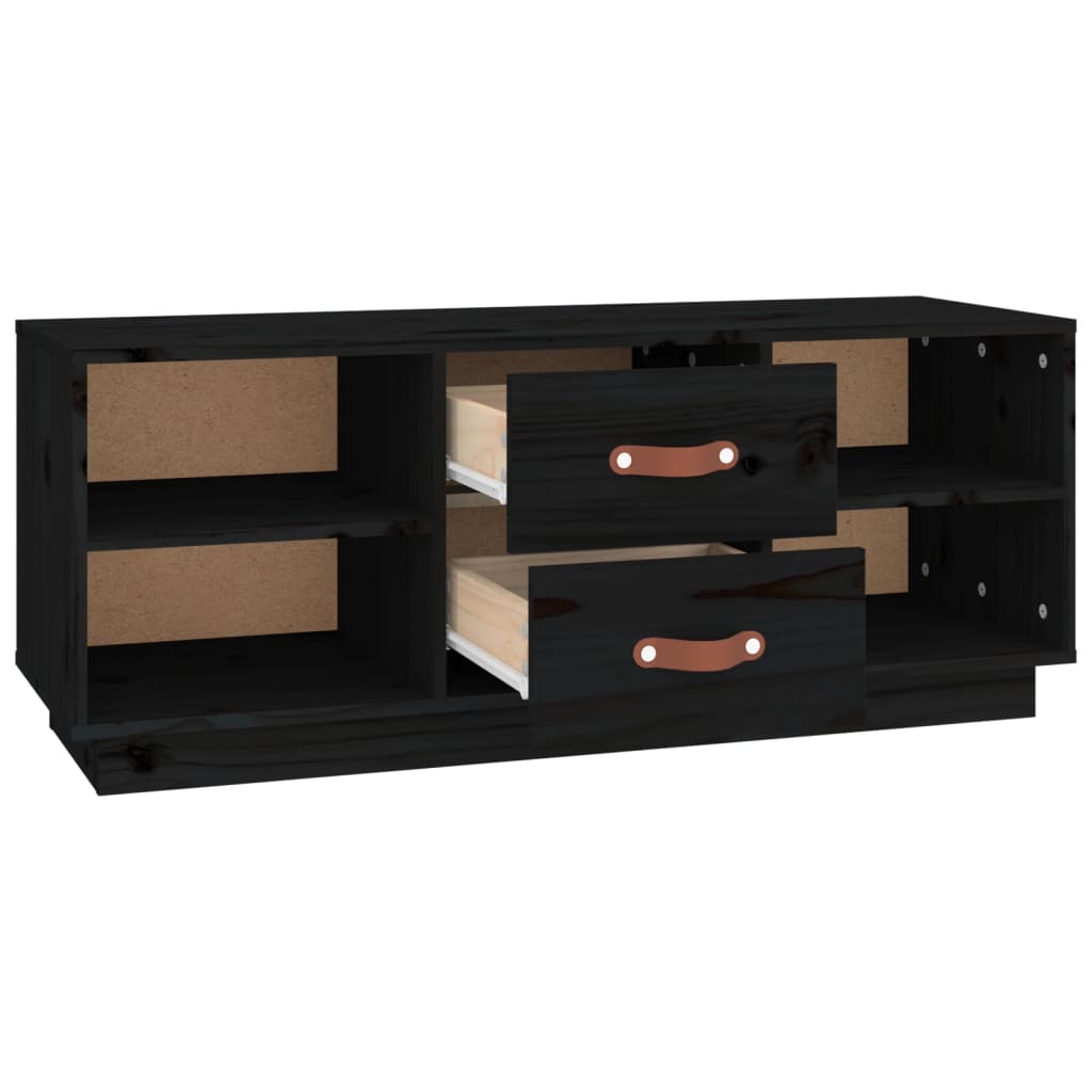 TV-skab Sort 100x34x40 cm Massiv Fyr