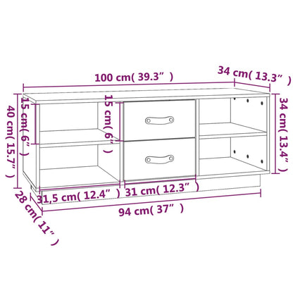 TV-skab Sort 100x34x40 cm Massiv Fyr