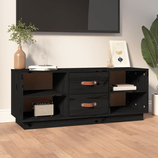 TV-skab Sort 100x34x40 cm Massiv Fyr