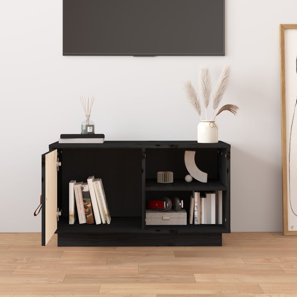 TV-skab Sort 70x34x40 cm Massiv Fyr