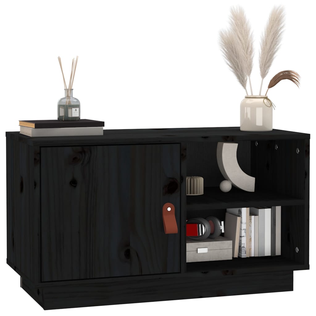 TV-skab Sort 70x34x40 cm Massiv Fyr