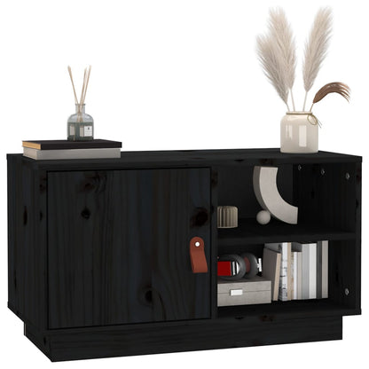 TV-skab Sort 70x34x40 cm Massiv Fyr