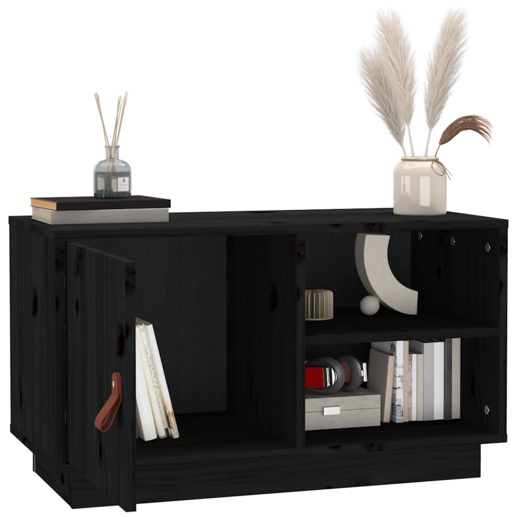 TV-skab Sort 70x34x40 cm Massiv Fyr