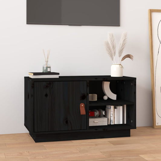 TV-skab Sort 70x34x40 cm Massiv Fyr
