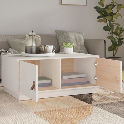 Sofabord Hvid 80x50x35 cm Massiv Fyr