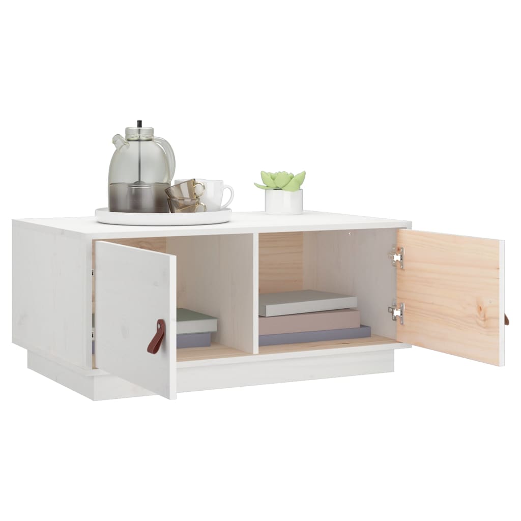 Sofabord Hvid 80x50x35 cm Massiv Fyr