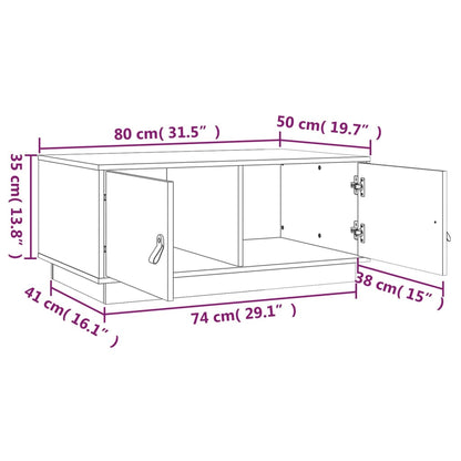 Sofabord Hvid 80x50x35 cm Massiv Fyr