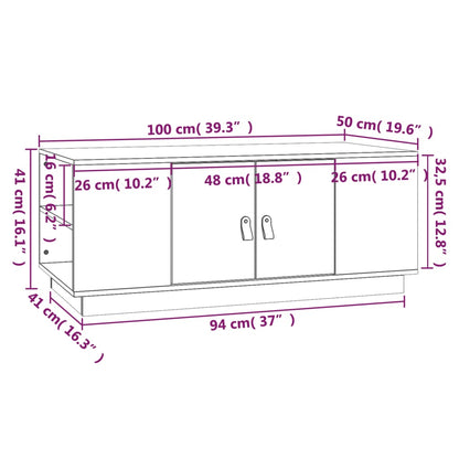 Sofabord Sort 100x50x41 cm Massiv Fyr