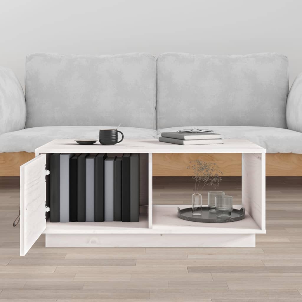 Sofabord Hvid 80x50x35,5 cm Massiv Fyr