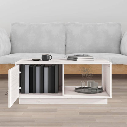 Sofabord Hvid 80x50x35,5 cm Massiv Fyr