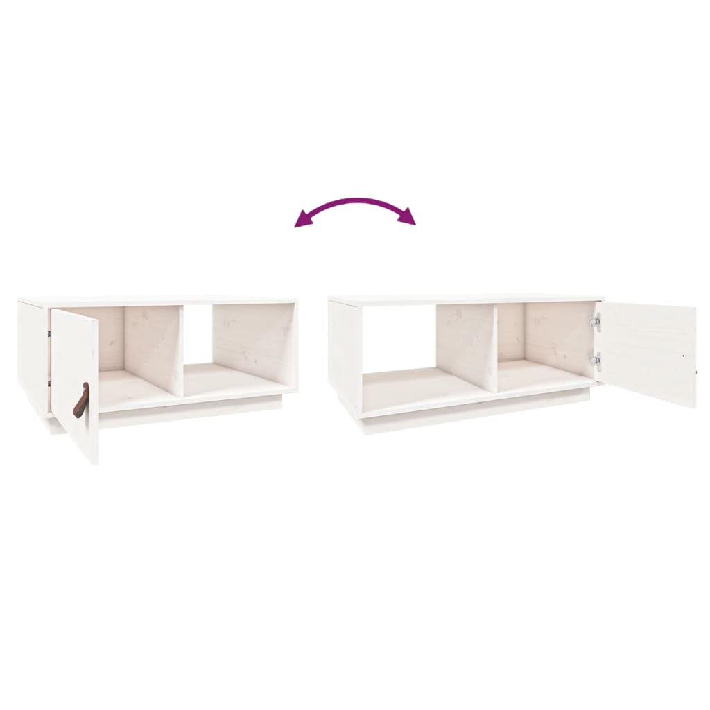 Sofabord Hvid 80x50x35,5 cm Massiv Fyr