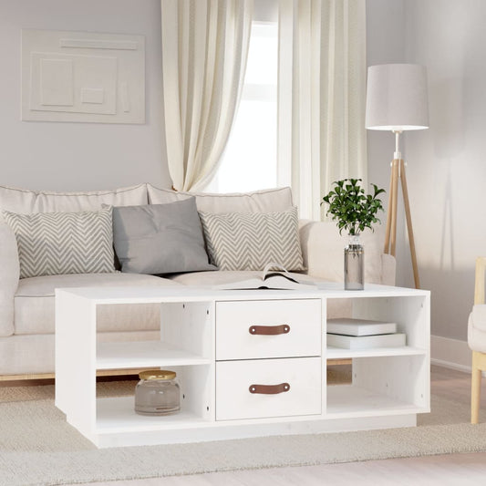 Sofabord Hvid 100x50x41 cm Massiv Fyr