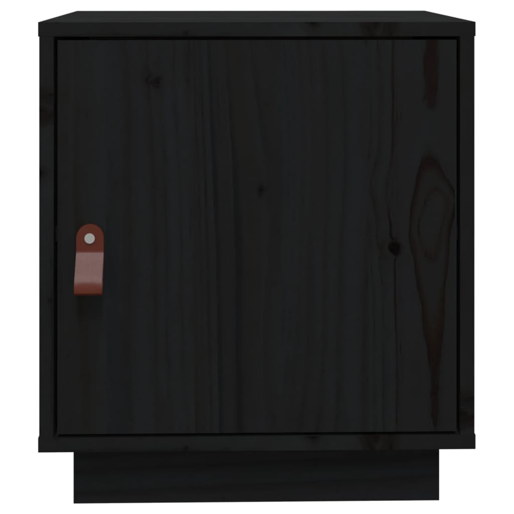 Sengeborde 2 stk Sort 40x34x45 cm massiv fyrretræ