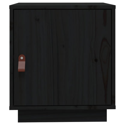 Sengeborde 2 stk Sort 40x34x45 cm massiv fyrretræ