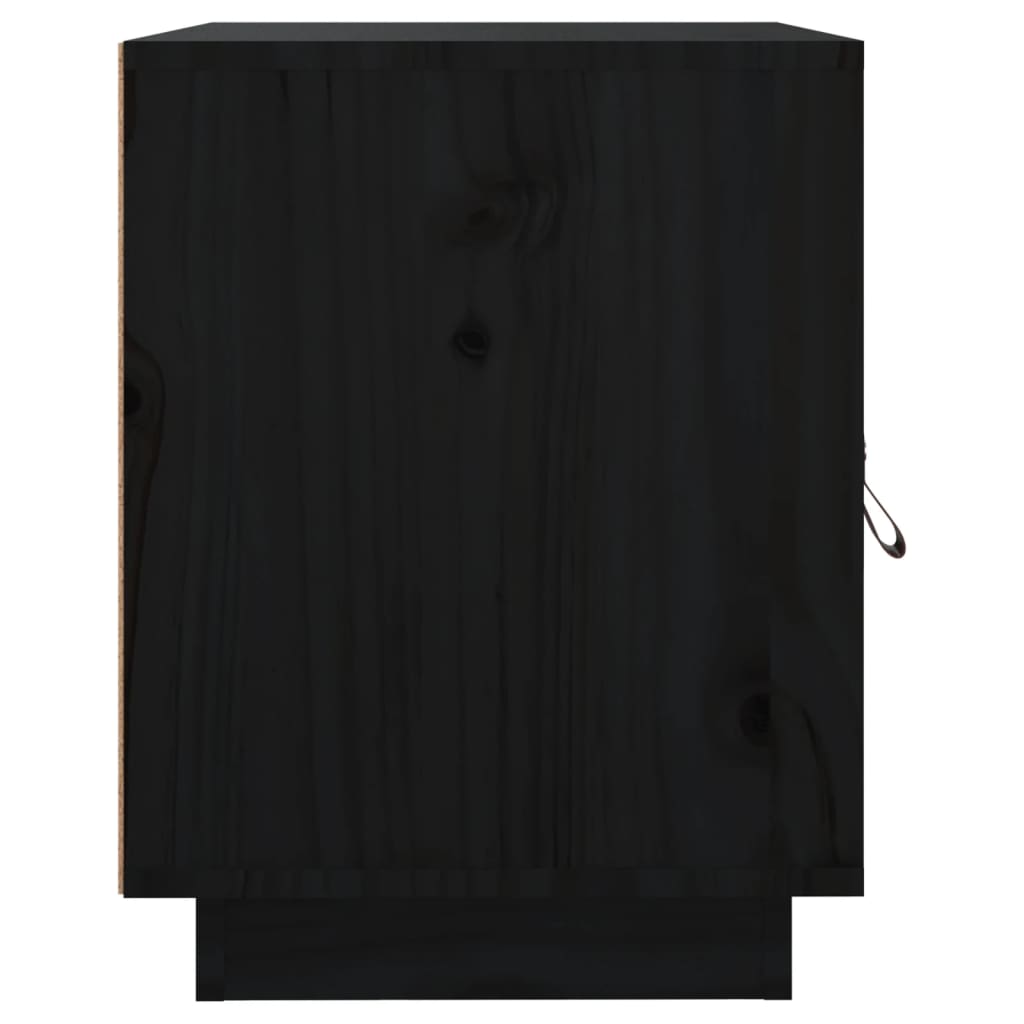 Sengeborde 2 stk Sort 40x34x45 cm massiv fyrretræ