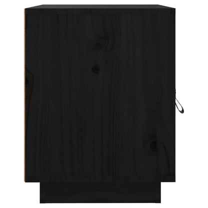 Sengeborde 2 stk Sort 40x34x45 cm massiv fyrretræ