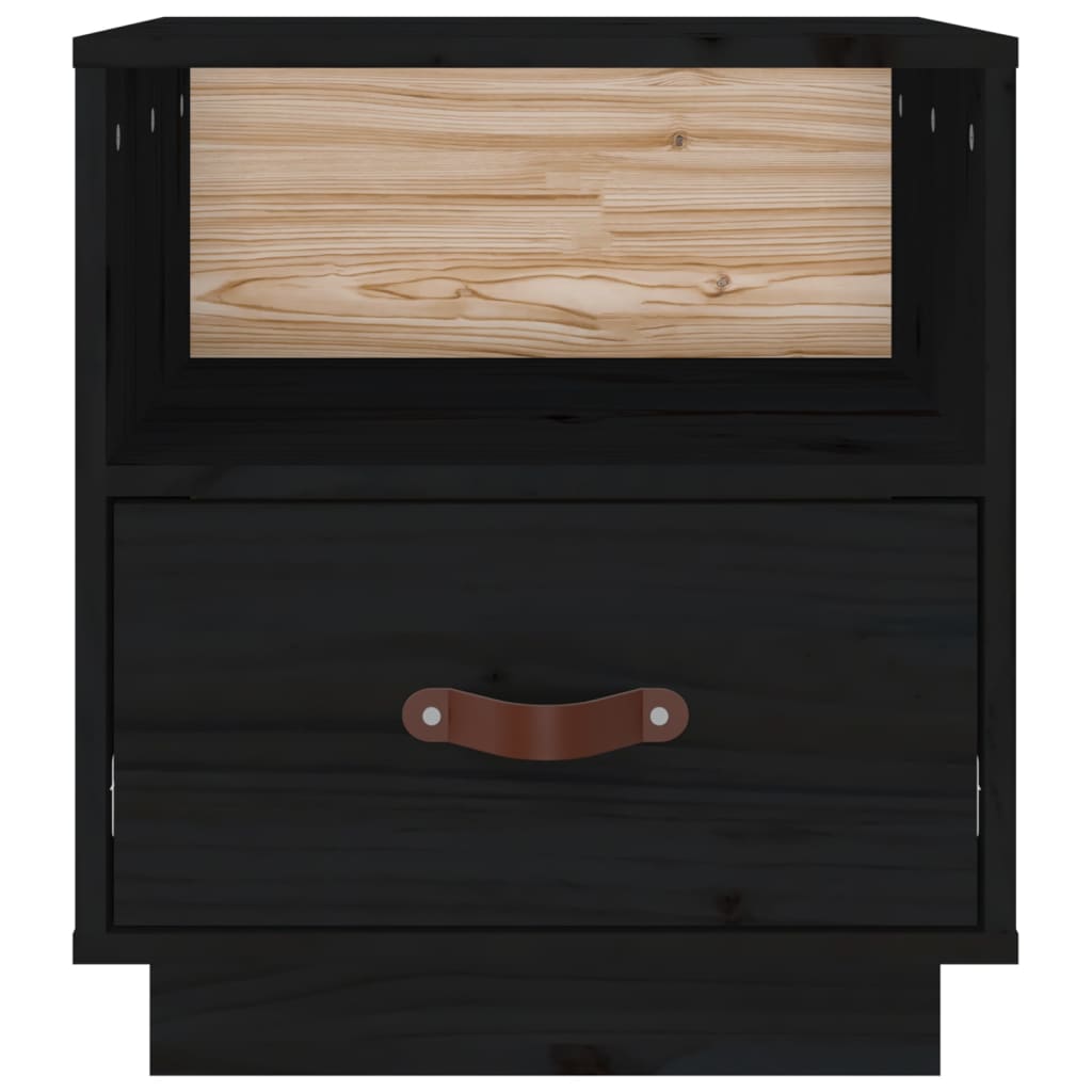 Nachttische 2 Stk. Schwarz 40x34x45 cm Massivholz Kiefer