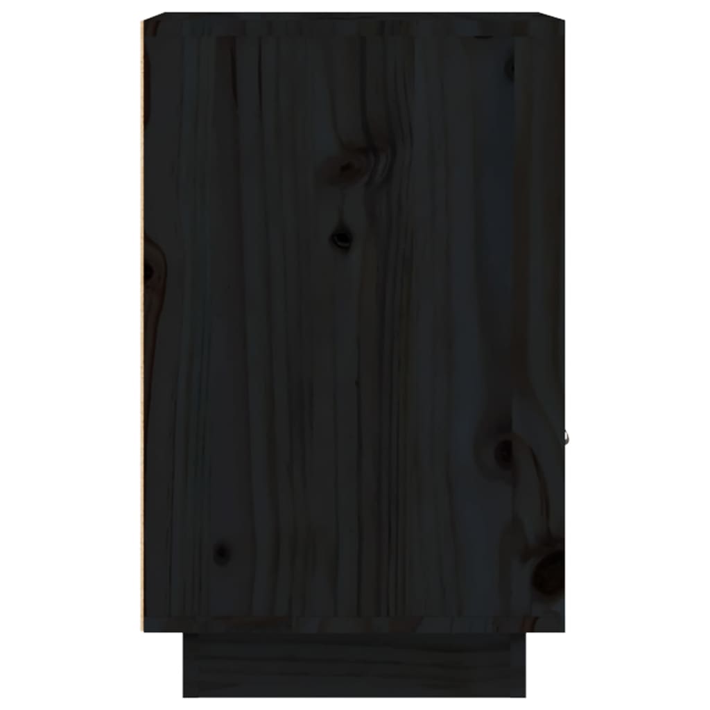 Nachttische 2 Stk. Schwarz 40x34x55 cm Massivholz Kiefer