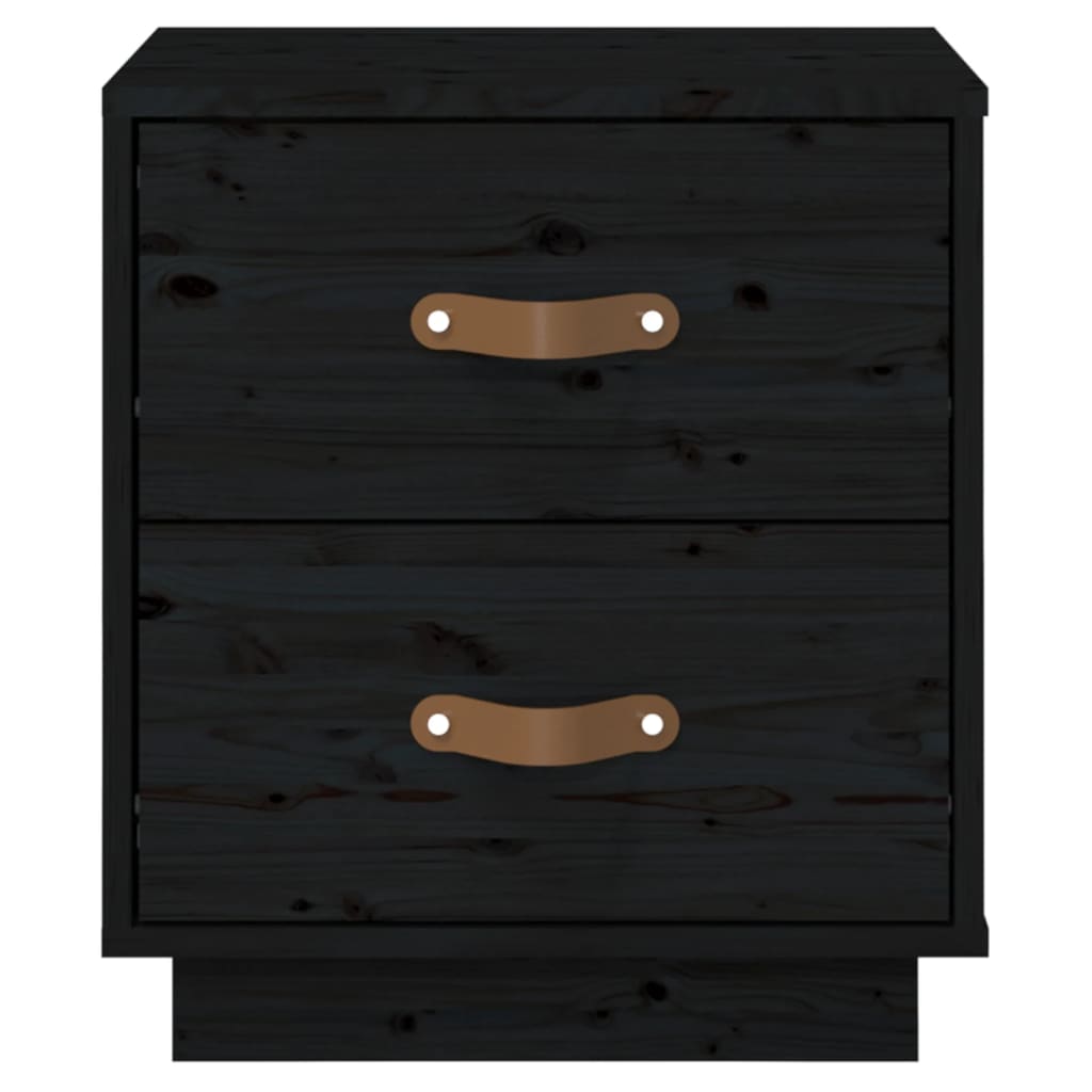 Nachttisch Schwarz 40x34x45 cm Massivholz Kiefer